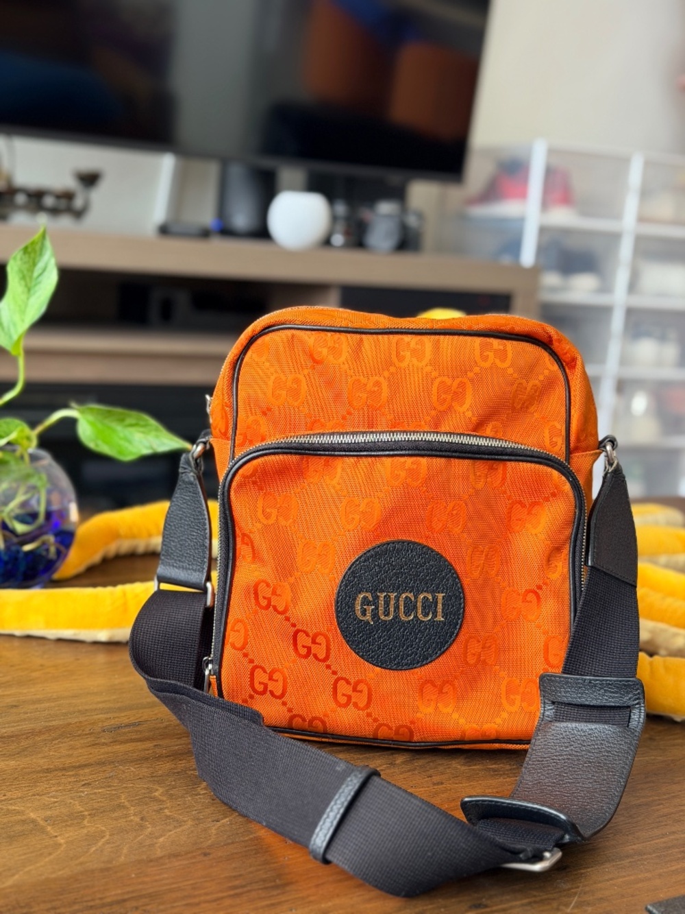 Gucci Orange GG Nylon Off The Grid Messenger Crossbody Bag